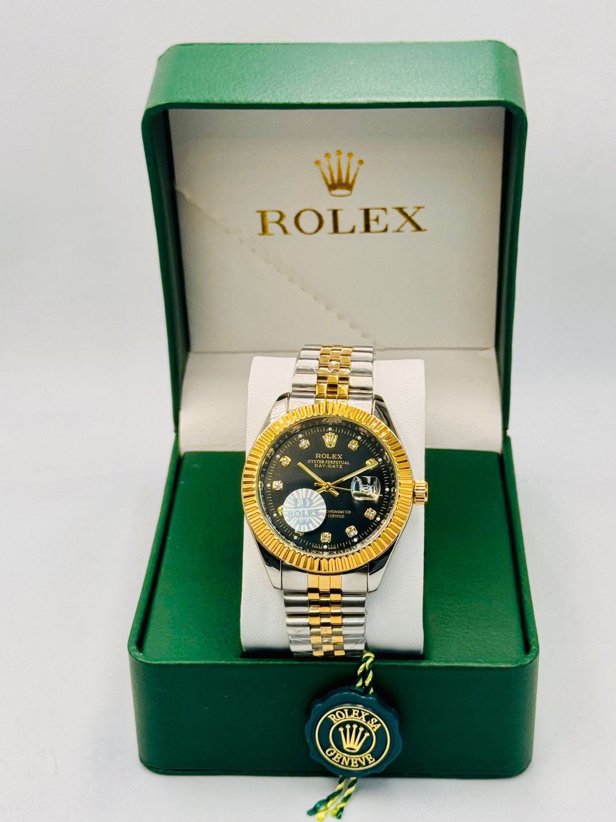 Luxury Gold and Silver Dial Chronograph Watch