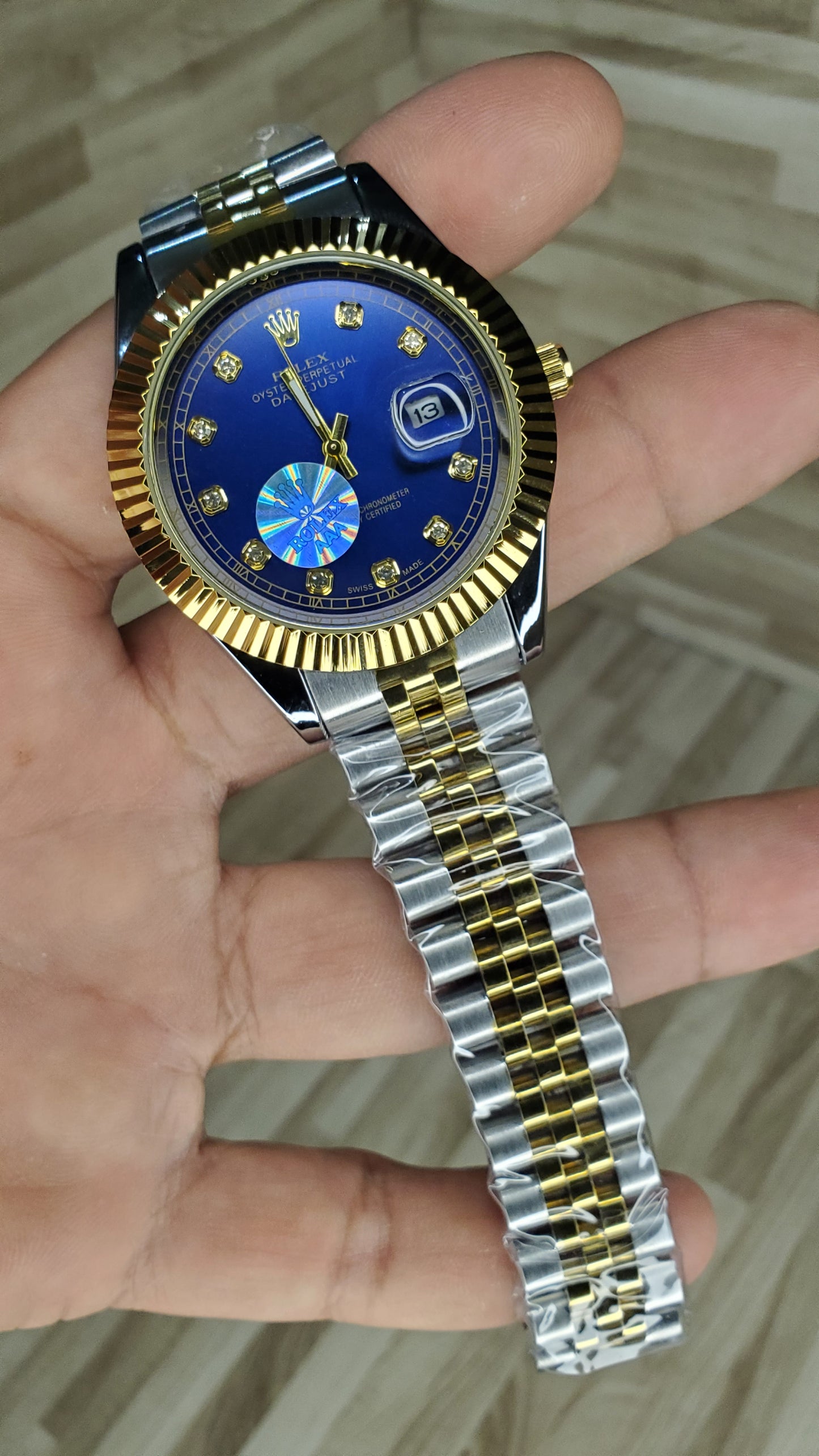Luxury lue and Golden Chronograph Men's Watch