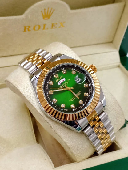 Luxury Green and Golden Dial Chronograph Watch