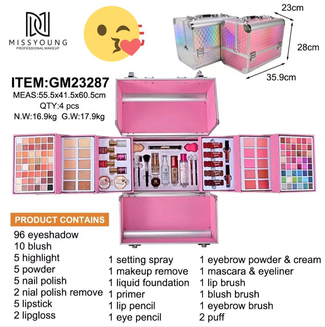 Huge 96-Eyeshadow Holographic/Pink Mega Case